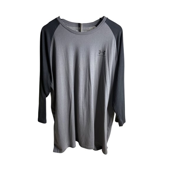 Under Armour Men's HeatGear Raglan Sleeve Shirt Black Gray XXL - Picture 1 of 8